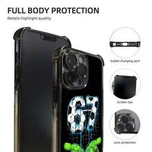 1pc Four-Corner (Camera Lens Film) Luxury Fashion Shockproof Airbag Creative #67 Goalkeeper Glove Pattern Phone Case Compatible With Apple 6/7/8/X/XS/XR/11/12/13/14/15/16/16E/17/17PM, S22/23/24/25/S24 FE/S25 EDGE, A04/05/06/A14/A15/A16/A24/A25/A34, Note 7/8/9/10/11/12/13, 9/10/12/13C - Black - View 4
