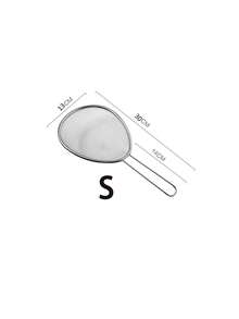 1 pieza Cucharón colador de malla fina de acero inoxidable 304, mango largo, resistente a altas temperaturas, para colar dumplings, fideos y jugos - Plateado - Ver 9