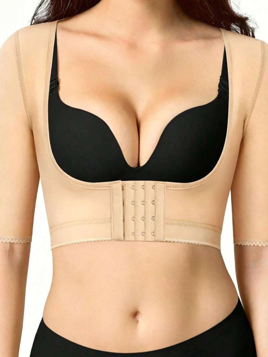 Women's All-Season Nylon U-Shaped Bust Support Adjustable Hook-And-Eye Design Mid-Sleeve Arm Warmers Suitable For Daily Wear - Beige - View 1
