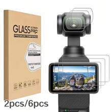 2/6pcs Tempered Glass Lens And Screen Protector For Osmo Pocket 3/4, 1/3 Lens Protector + 1/3 Screen Protector, 9H Tempered Glass High Definition Transparent, Compatible With Protective Case - View 3