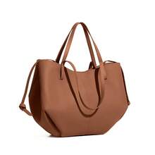 Large-Capacity Women's Cowhide Handbag, Pleated Crossbody Bag, Lightweight Skirt, Luxury Brand Design, Comfortable Bag, Women's Handbag Four Seasons Fashion Shoulder Bag - 深棕色 - 查看 1
