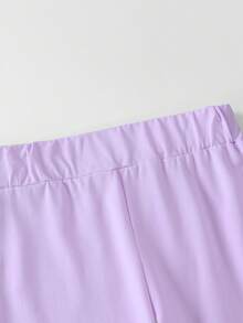 2pcs/Set Girls Casual Outfit, Cute Cartoon Print Sweatshirt & Long Pants, Soft Material, Suitable For Daily & School Wear - Purple - View 9