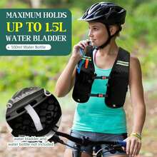 Running Hydration Vest, Includes 1 X 500ml Soft Water Bottle, Lightweight Hydration Pack, Running Vest - Black - View 7