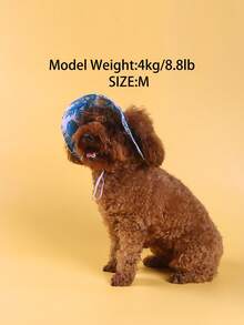 1pc Double-Layer Minimalist Cute Ear-Exposed Sun Hat, Anti-Slip Adjustable Sun Protection, Non-Tight Ear Design, Spring/Autumn Style, Suitable For Small Pet Dogs To Wear Outdoors - Blue - View 7