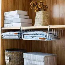 Kitchen Wall-Mounted Storage Rack No-Drill Shelf/Wardrobe Storage Rack Divider/Storage Rack/Kitchen/Bookshelf/Bathroom/Storage Rack/Dormitory Desk Hanging Rack/Organizer Rack/Cabinet Shelf Under-Hanging Basket/ - Black - View 4