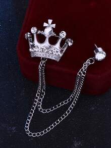 Premium Men's Brooch British Style Suit Chain Pin Diamond Crown Badge Vintage Lapel Flower - Multicolor - View 9