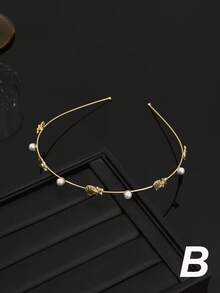 1 قطعة عصابة رأس بوهيمية مزينة باللؤلؤ، طوق شعر رفيع بتصميم نجمة البحر والصدفة، إكسسوار شعر للعطلات/الشاطئ/الزفاف - متعدد الألوان - مشاهدة 12