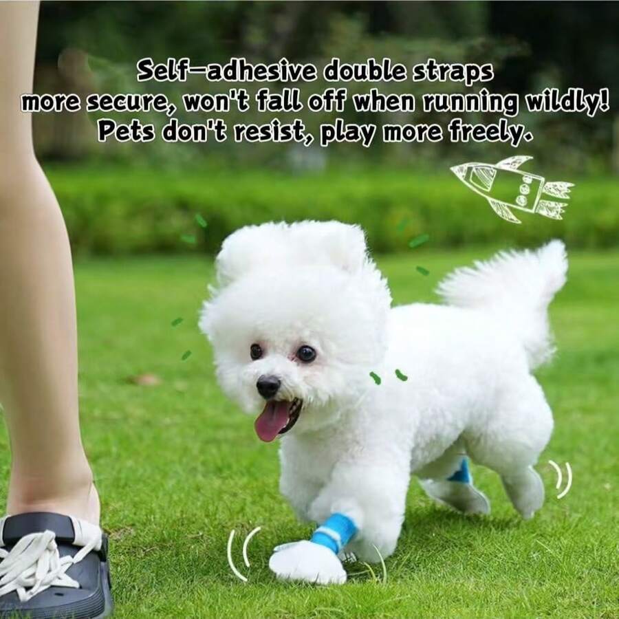Disposable Dog Rain Boots With Self-Adhesive Straps, Waterproof Pet Foot Covers, Non-Slip Easy-To-Wear Shoes For Small And Medium Dogs, Keep Paws Clean During Outdoor Walks - Multicolor - View 1