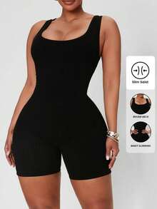CZJ  de punto acanalado con cuello de pico talla grande - Negro - Ver 1
