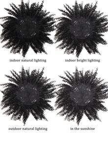 Short Hair Afro Kinky Curly 6Inch Wigs Hair Topper For Synthetic Hair Brown Mixed Wig For Women Party And Daily Screw Roll Replacement Block, Halloween - Multicolor - View 8