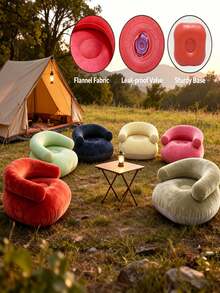1pc Portable Inflatable Outdoor Lounge Chair, Soft Comfortable U-Shaped Bean Bag Chair, Breathable PVC Material, Ergonomic Design, Modern Seat, Lightweight Structure, Compact Cushion, Foldable Inflatable Outdoor Lounge Chair/Sofa, Suitable For Living Room, Balcony, Camping, Picnic, Outdoor Seating, Camping Chair - Multiple Styles - View 4