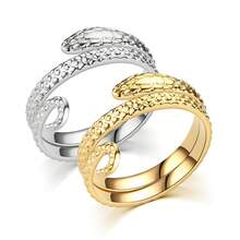 1Pc One Size Hop Style Steel Vintage Serpent Open Design Unisex Street Fashion Finger Ring Jewelry Set Women Ring Women Adjustable Ring - 金色 - 查看 8