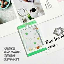 Cute Animal Transparent Card Holder, Embossed Photocard Sleeve With Keychain - 紫色綁帶蝴蝶+2.7皮條白鑰匙圈 - 查看 24