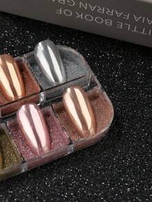 6 Grilles Poudre Miroir Magique Métallique pour Nail Art Poudre Holographique Scintillante Argent Champagne Doré Paillettes pour Ongles DIY Poudre de Frottage Pigment Décoration Manucure - Multicolore - Voir 6