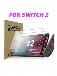 Protector de pantalla de vidrio templado 9H para Switch2, película protectora transparente de alta definición resistente a arañazos, compatible con accesorios de Switch2 - Blanco - Ver 1