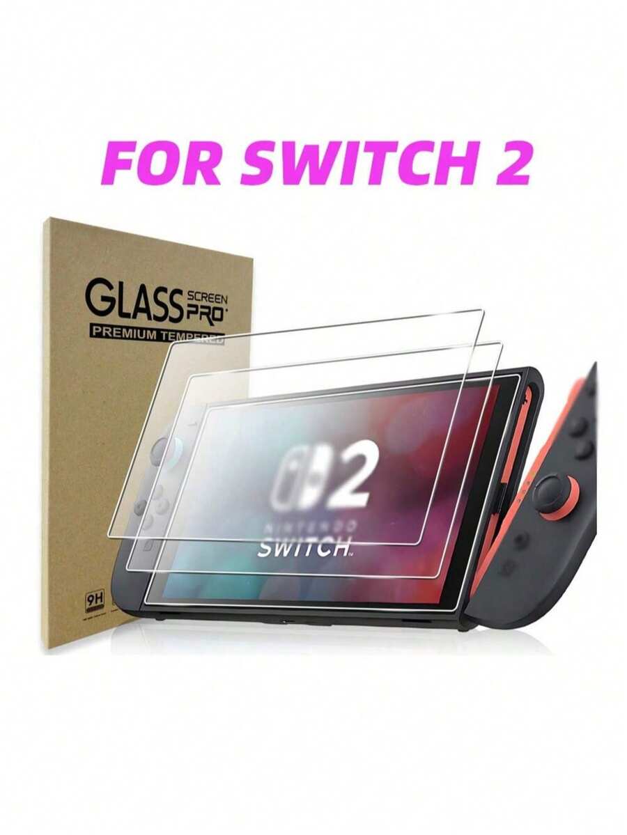 Protector de pantalla de vidrio templado 9H para Switch2, película protectora transparente de alta definición resistente a arañazos, compatible con accesorios de Switch2 - Blanco - Ver 1