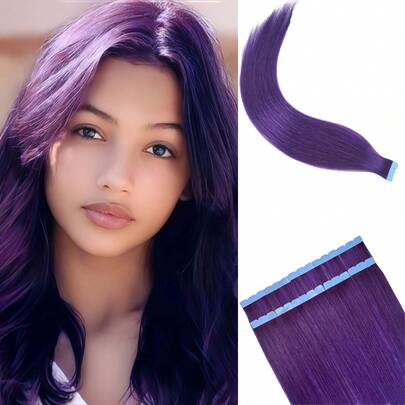 Mini Tape In Hair Extensions Human Hair Ingle Side PU Tape Human Hair Extensions Blonde Light Colour 10pcs/Pack