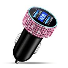 1pc Sparkling Rhinestone Car Charger, Fast Charging USB A/C Type Car Phone Charger, Diamond Adapter, Compatible With 3-In-1 Fast Charging For Car, Retractable Data Cable, Supports Phones, Dashcams, GPS And More, Handmade, Ideal Gift For Men And Women On Holidays/Birthdays - Multicolor - View 84