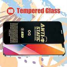Yezodawee 3片裝全螢幕大弧度鋼化玻璃螢幕保護貼，適用於 iPhone 17 16 Pro Max 15 14 Plus 13 12 11 X XS XR XSmax 7 8 Air，電鍍防指紋高清薄膜，防塵，高矽鋁材質，平滑隱形絲滑觸感 - 黑色 - 查看 2
