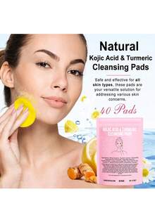 Kojic Acid & Turmeric Cleansing Pads, 30 Pack Gentle Exfoliating & Brightening Pads, Infused With Chamomile, Vitamin C, Panthenol (B5) & Natural Ingredients, Cleanses, Exfoliates & Improves Skin Tone, Suitable For Daily Use & All Skin Types - Multicolor - View 7