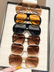 6pcs Women's Leopard Print Aviator Full Frame Tinted Glasses, INS Style Design, Modern Edge With Retro Charm, Suitable For Street Photography, Outings, Vacations And Travels - 6 Colors 1 - View 24
