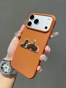 1件裝可愛卡通3D臘腸犬與柴犬紋理全包覆手機殼，柔軟防震保護殼，適用於 18/18Pro/18promax/17 17 Pro Max 17 Pro 17 Air 16 15 14 13 12 Pro Max 16 Plus 11，秋冬可愛聖誕禮物 - 棕色2 - 查看 2