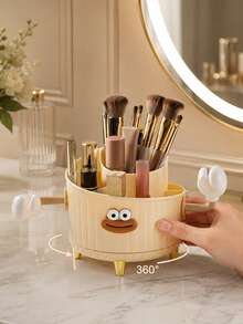 360° Rotating Cartoon Storage Pen Holder Cute Funny Student Pen Holder Multi-Compartment Design Cosmetic Cartoon Storage Box, Suitable For Bathroom, Vanity, Bedroom, Sink, Desk, Etc., Can Hold Lipstick, Lip Gloss, Makeup Brushes, Eyebrow Pencils, Eyeliner, Mascara, Etc., Small Hands Can Be Freely Attached, DIY Sausage Lips Creative Cosmetic Storage Organizer - Multicolor - View 10