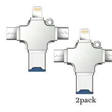 1/2入 4合1 USB OTG 轉接頭 攜帶式 TF 記憶卡讀卡器 相容 iPhone 17/16 Pro Max/16 Pro/16 Plus/16/15/14/13/12/11/XS/XR/8/7/6 系列 即插即用 - 查看 8