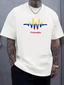 Colombia Heartbeat Cotton T-Shirt With Round Neck - 白色 - 查看 1