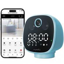 ARPHA Two Way Talk Indoor Security Camera, 1080P WiFi Camera For Monitor, PIR Motion Detection Temp Monitoring, One Touch Call , Night Vision 355° Pan, Night Lamp Alarm Clock - Mint Blue - View 1