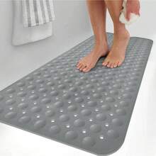 Blue Anti-Slip Shower Mat, Extra Long Non-Slip Tub Mat With Suction Cups & Drain Holes, Ty Bath Mat For Kids & Elderly, Waterproof & Mildew-Resistant, Durable  Material, Provides Secure Grip In Wet Areas, Prevents Slips & Falls, Comfortable Textured Surface For Foot Massage, Ideal For Bathtubs, Showers, Spa & Bathroom Floors, Home Ty Essentials, Great For Families, Pets & People With Mobility Issues, Suction Cups Keep It Firmly In Place, Drain Holes Allow Water To Flow Through, Easy To Rinse & Hang Dry, Odor-Resistant & Long-Lasting, A Must-Have For Every  Bathroom - Nhiều màu - Xem 1