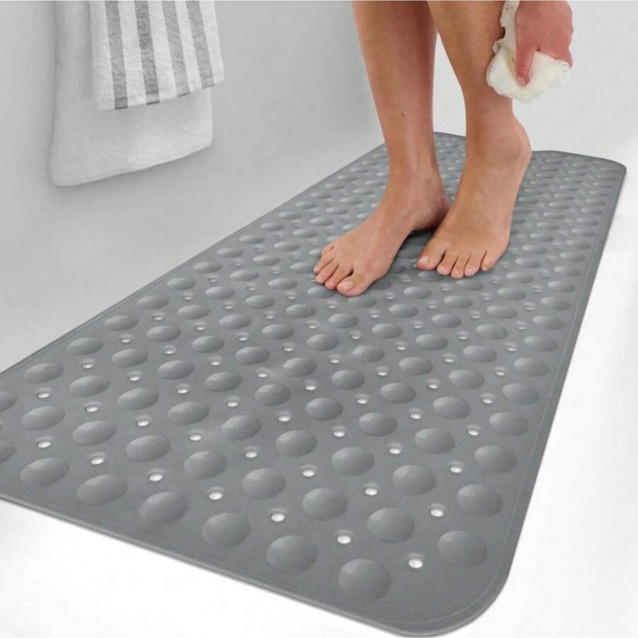 Blue Anti-Slip Shower Mat, Extra Long Non-Slip Tub Mat With Suction Cups & Drain Holes, Ty Bath Mat For Kids & Elderly, Waterproof & Mildew-Resistant, Durable Material, Provides Secure Grip In Wet Areas, Prevents Slips & Falls, Comfortable Textured Surface For Foot Massage, Ideal For Bathtubs, Showers, Spa & Bathroom Floors, Home Ty Essentials, Great For Families, Pets & People With Mobility Issues, Suction Cups Keep It Firmly In Place, Drain Holes Allow Water To Flow Through, Easy To Rinse & Hang Dry, Odor-Resistant & Long-Lasting, A Must-Have For Every Bathroom - Nhiều màu - Xem 1