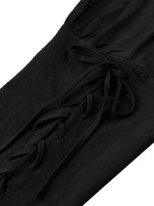 Medieval Pirate Costume For Men, Renaissance Viking Style Pants With Pockets, Casual Trousers - Black - View 11
