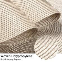 4/6/8pcs 15 Inch Round Woven PP Placemats, Washable Non-Slip Heat-Resistant Table Mats, Suitable For Home Dining Table Decor, Holiday Party, Wedding, Outdoor - Beige - View 4
