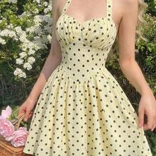 dahkjdgajy  MOD Vestido de mujer sin mangas con estampado de lunares en color amarillo pálido - Multicolor - Ver 7