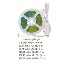 LQHZMYY 0.3 Meters To 5m Flexible COB LED Light Strip With Physical Button Switch And Adhesive Backing, Self-Adhesive Backplate For Easy Installation, Cuttable To Any Length, Suitable For Mirror, TV Backdrop, Picture Frame, Cabinet, Home Decor, DIY Lighting And Office Decoration - Pure White Light - View 6