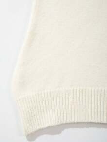 Men's Unisex Round Neck Knit T-Shirt, Casual Versatile Commuter Minimalist Solid Color Round Neck Short Sleeve Loose Pullover Knit Top, Spring/Summer Back To School - Beige - View 11