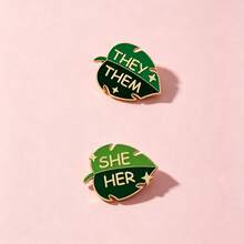 SHE HER THEY THEM 琺瑯胸針別針 時尚裝飾胸針飾品 翻領包包徽章 珠寶禮物 - 綠色 - 查看 8