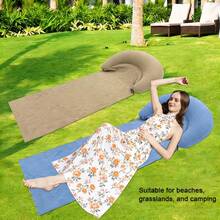 1pc Beach Mat With Inflatable Pillow, Outdoor Mat, Sand-Proof, Suitable For Outdoor Camping And Picnic, Single Person Sleeping Pad, Foldable Portable Moisture-Proof Mat, Sunbathing Mat - Multicolor - View 2