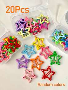 10/20pcs Colorful Hollow Star Hair Clips, Sweet Bangs Clips, Women's Loose Hair Clips, Versatile Daily Hair Accessories,Claw Clips - Multicolor - View 9