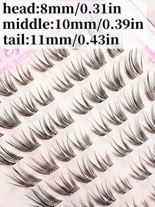 Glue-Free Wild Fox Faux Eyelashes, 80 Clusters, Japanese And Korean Style, Easily Create Fox-Eye Makeup, C Curl, 8-11mm Mixed Length, Glue-Free Segmented Application Saves Steps, DIY Saves Makeup Time, Suitable For Beginners, Reusable, Suitable For Daily Commute, Dates, Travel, Holiday Parties, Gift For Best Friend, Girlfriend - C - View 5