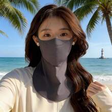 1件冰絲面罩式防曬UV遮陽面罩女款，夏季騎行方便飲水設計全臉頸部防護透氣防曬面罩 - 彩色 - 查看 6