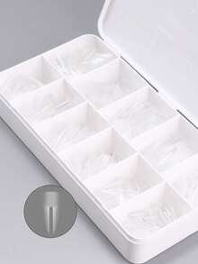 pinpai 1 Box 550pcs Medium Pointed False Nails - 550pcs Soft Gel Nail Tips, 11 Sizes, Pre-Filed, Adhesive Back, Full Coverage Acrylic Nail Tips, With Storage Box, Professional Nail Extension Tool, Nail Art Supplies - Clear - View 5