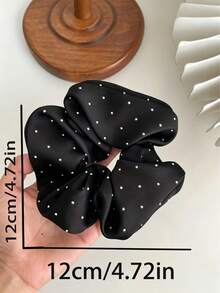 3 piezas de ligas para el cabello elásticas de satén de unicolor con estrellas dispersas de diamantes de imitación, diseño de trenza francesa minimalista coreana, crea un aspecto elegante - Multicolor - Ver 6