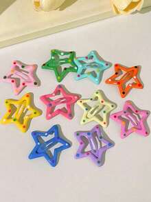 10/20pcs Colorful Hollow Star Hair Clips, Sweet Bangs Clips, Women's Loose Hair Clips, Versatile Daily Hair Accessories,Claw Clips - Multicolor - View 5