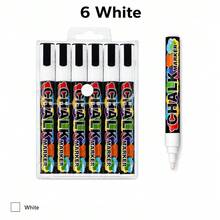 1pc 6/8/12/24 Colors Washable And Wet-Wipe Liquid Chalk, Suitable For Blackboard, Blackboard Sign, Whiteboard, LED Glass Window, Car Window Painting, Advertising Chalk Fluorescent Marker - Liquid Chalk - View 11