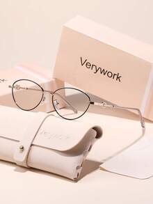 1件 Verywork 金屬橢圓框透明鏡片眼鏡，復古休閒基礎奢華品牌設計師中性時尚透明眼鏡，適合戶外活動、開車、購物、高爾夫、商務休閒，理想禮物 - 無色 - 查看 12