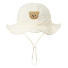 Sombrero de cubo de unicolor con bordado de oso lindo y suave - oso - Ver 10
