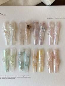 1個新款緞帶玫瑰3D雕刻矽膠模具，美甲裝飾工具，適用於DIY環氧樹脂和水晶膠，柔軟可重複使用，適合美甲店和居家使用 - 彩色 - 查看 8