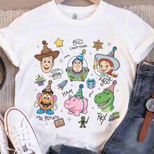 Disney Toy Story Birthday Tee | "Birthday Surprise" Buzz Lightyear Graphic Print T-Shirt, Jessie Woody Rex Hamm... | Disney 100% Cotton T-Shirt - 白色 - 查看 1